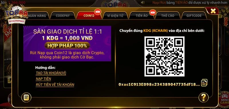 Hình thức nạp qua Coin12 siêu mới lạ