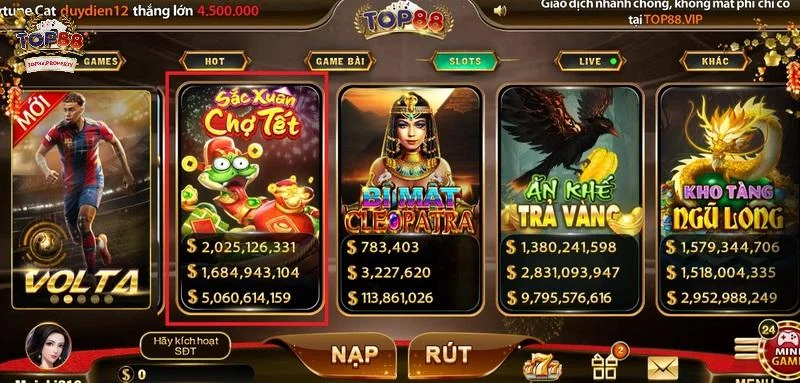 Vị trí game Sắc xuân chợ Tết tại nền tảng Top88